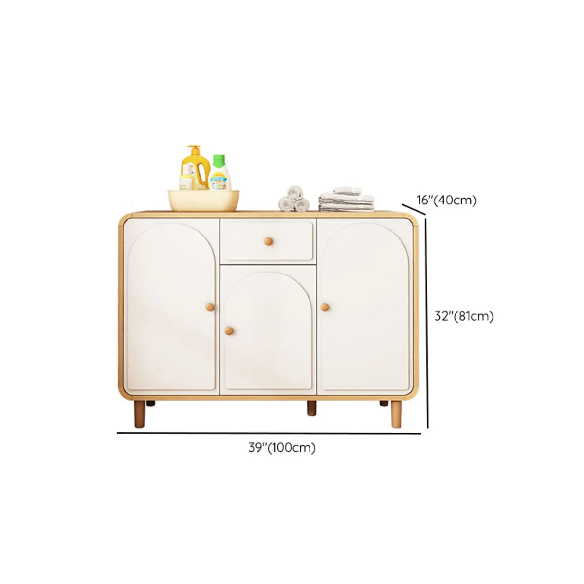 Modish White Wood Drawer Sideboard