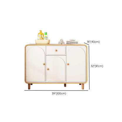 Modish White Wood Drawer Sideboard