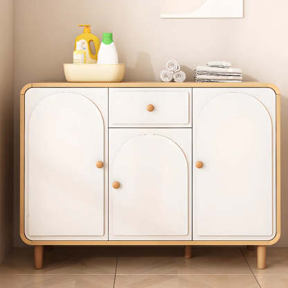 Modish White Wood Drawer Sideboard