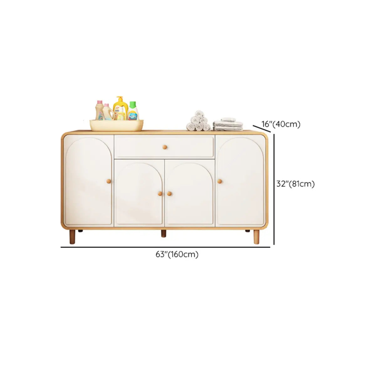 Modish White Wood Drawer Sideboard