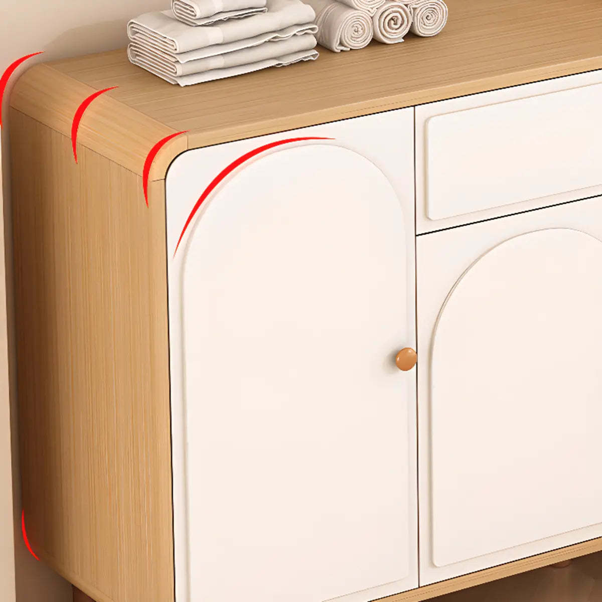 Modish White Wood Drawer Sideboard