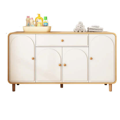 Modish White Wood Drawer Sideboard