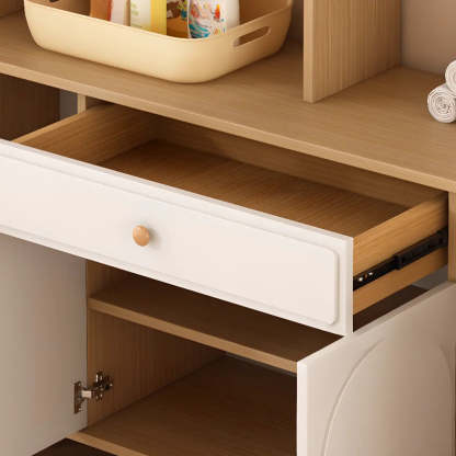 Modish White Wood Drawer Sideboard