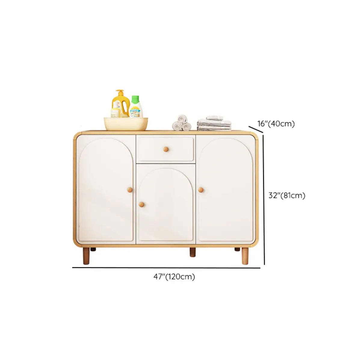 Modish White Wood Drawer Sideboard
