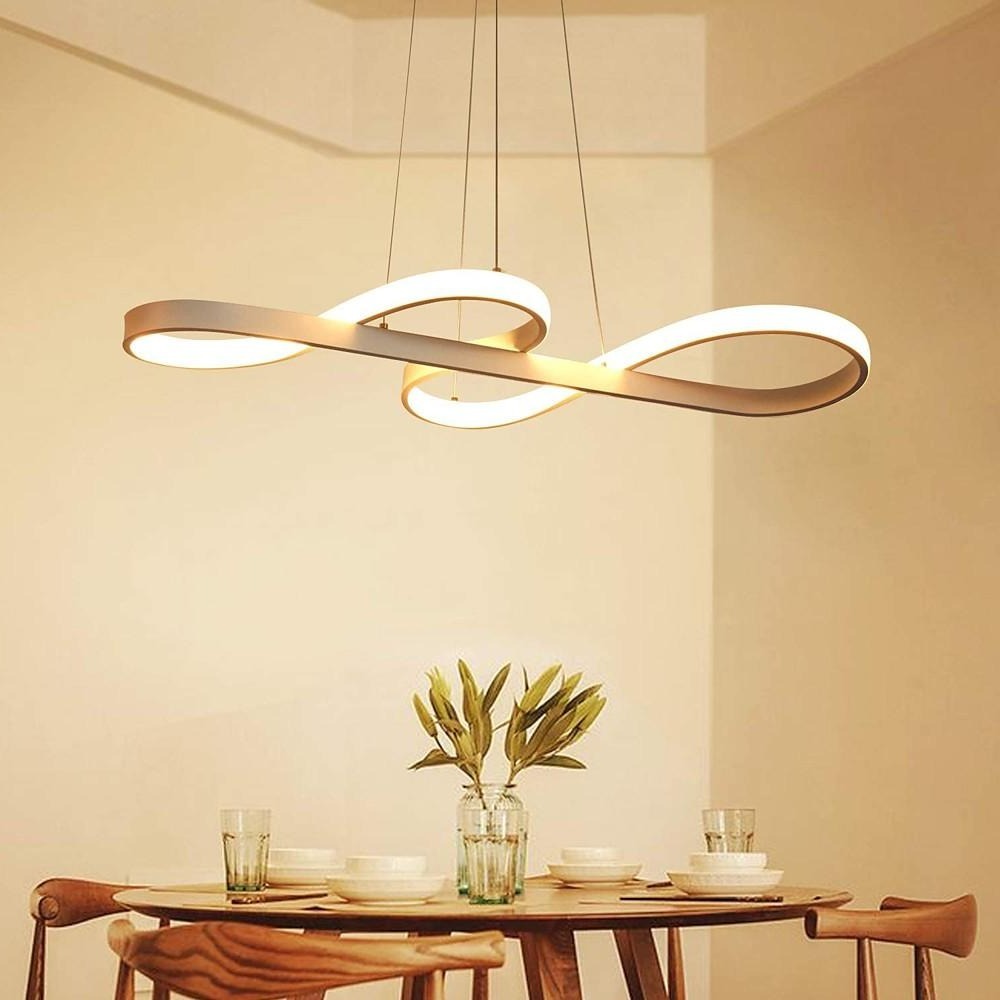 Ribbon LED Nordic Geometrical Linear Kitchen Pendant Light — White / 3 Step Dimming