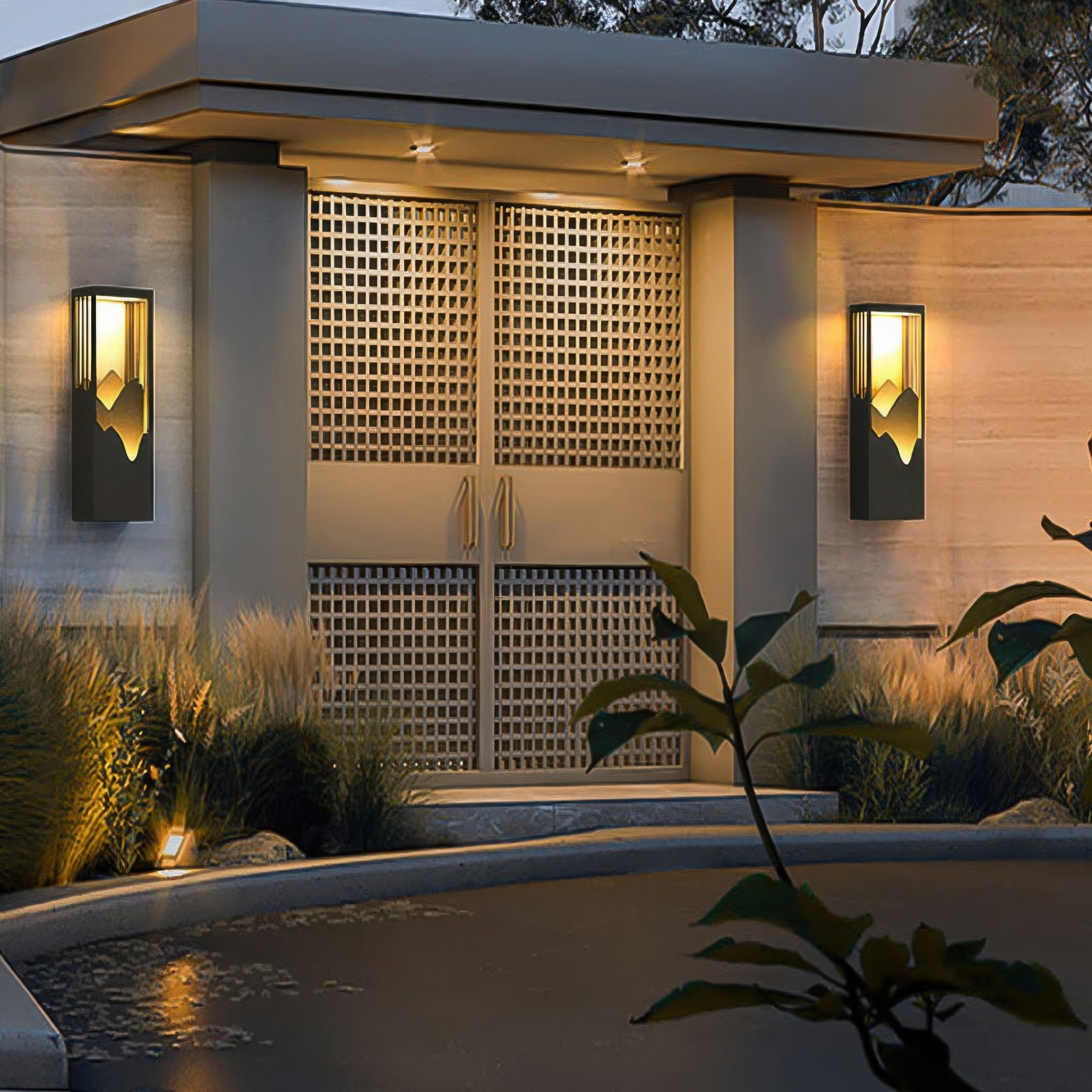 Mountain Scenery LED Up-Down Solar Porch Wall Lamp