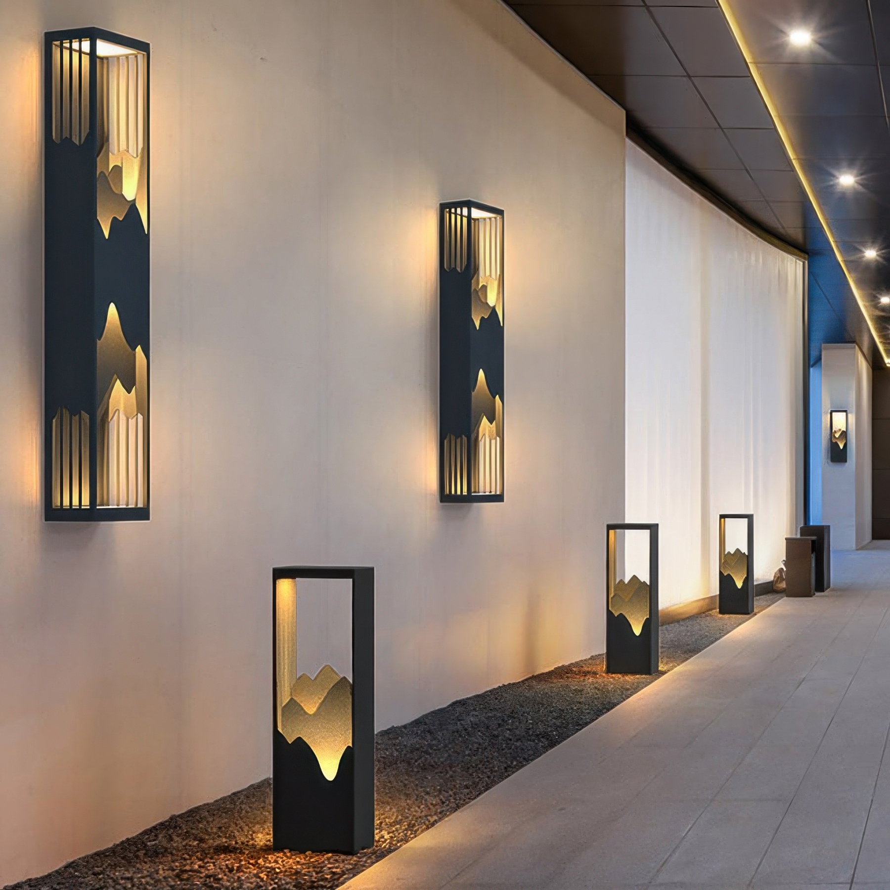 Mountain Scenery LED Up-Down Solar Porch Wall Lamp