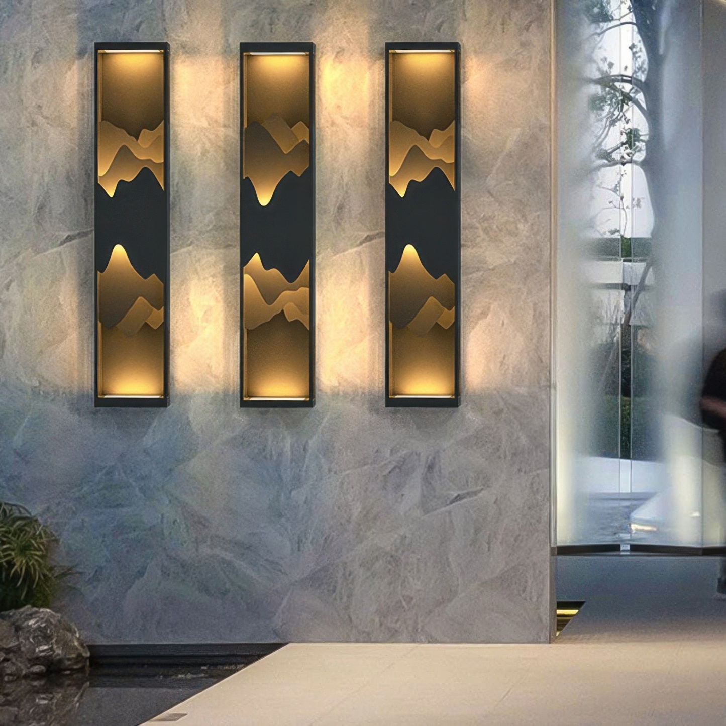 Mountain Scenery LED Up-Down Solar Porch Wall Lamp