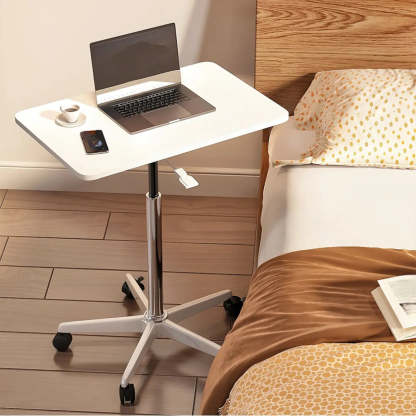 Movable Adjustable White Narrow Desk — Black / Table Only