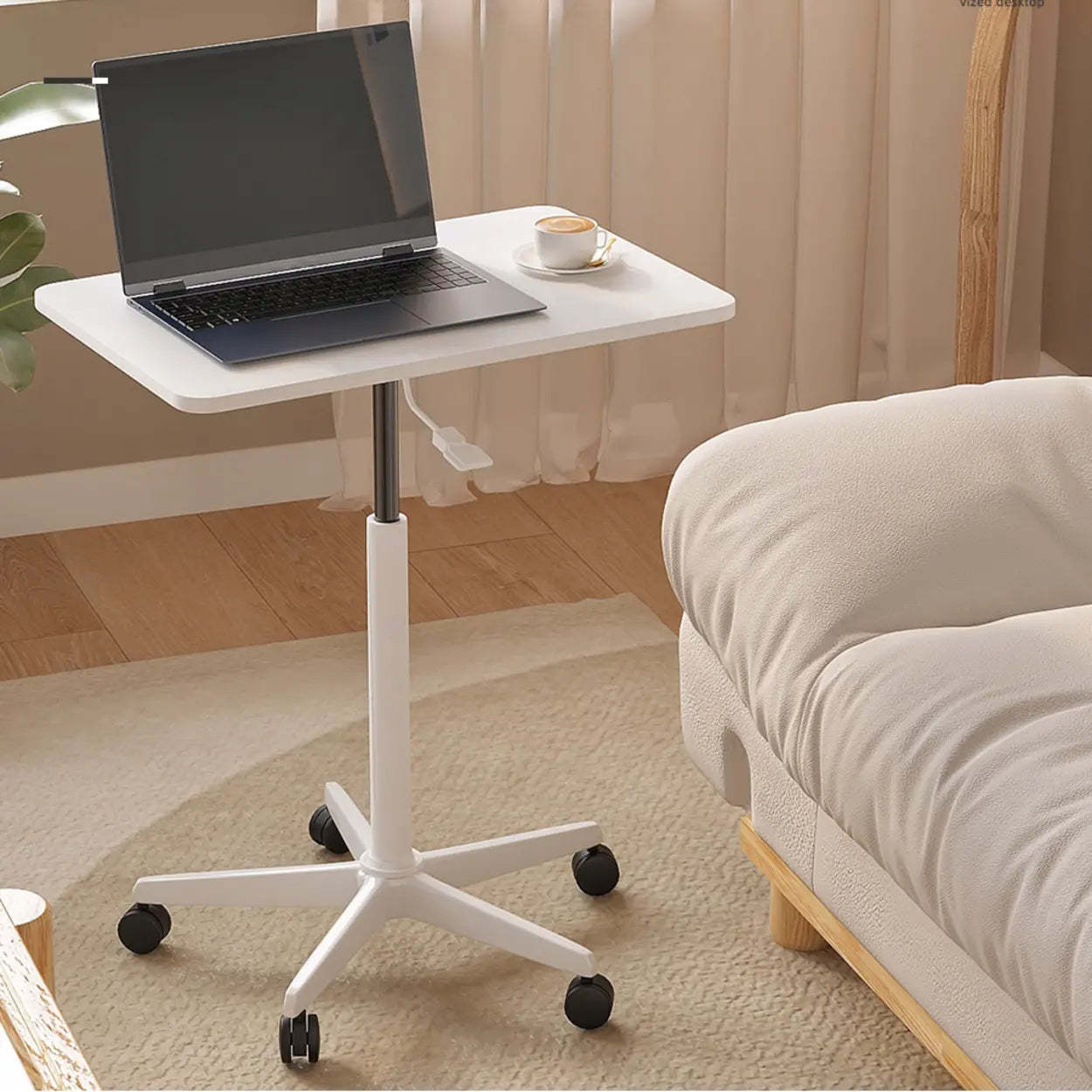 Movable Adjustable White Narrow Desk — White / Table Only