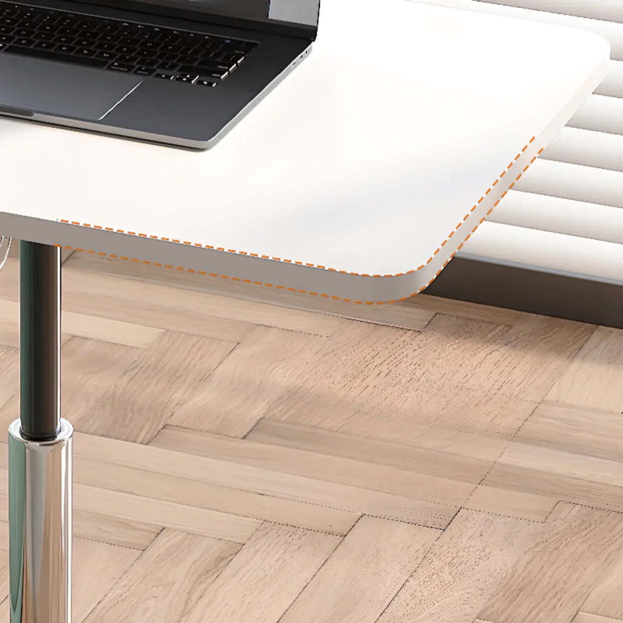 Movable Adjustable White Narrow Desk