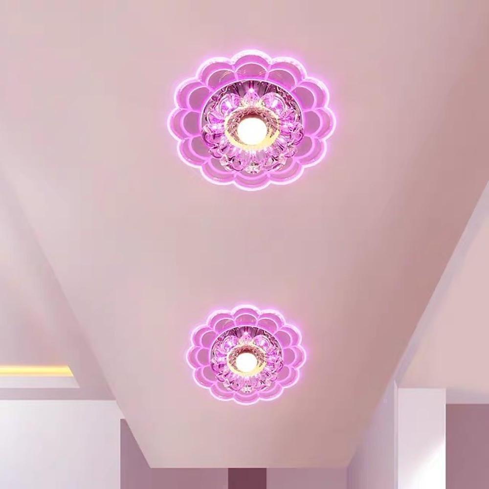Flower Effect Entryway Lighting Crystal Metal LED Flush Mount Ceiling Light for Baby Kids-Lighom