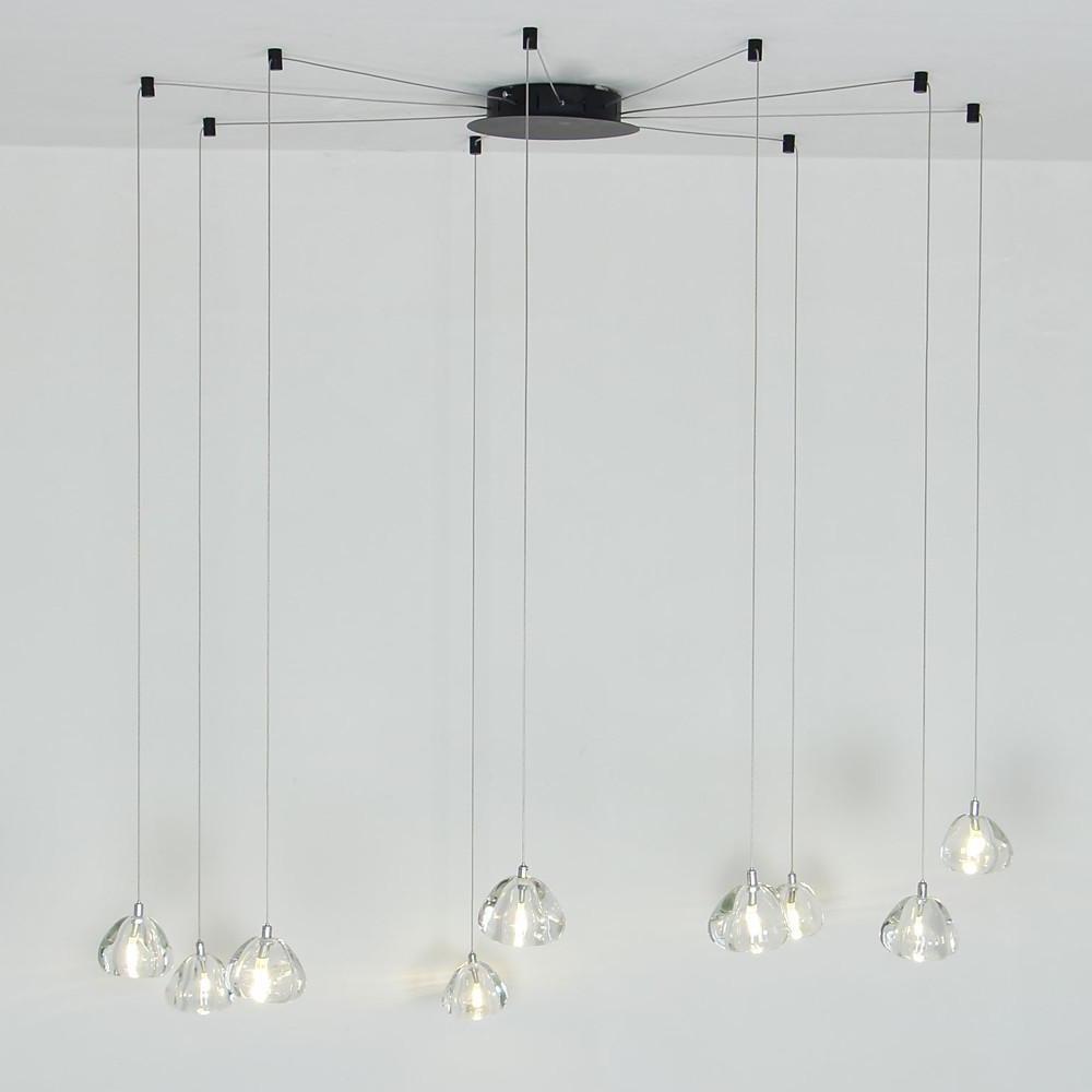 Contemporary Cluster Design Raindrop Chandelier Metal Crystal Ceiling Light-Lighom