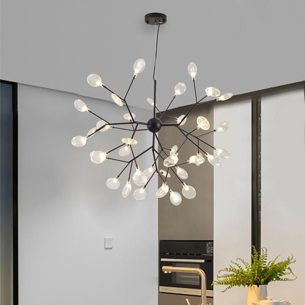 Black sputnik 36-light chandeliers — Warm White (3000K) / Brushed Gold