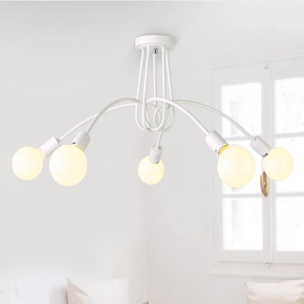 Vintage 5-light twisted semi-flush mount light in metal — Matte Black