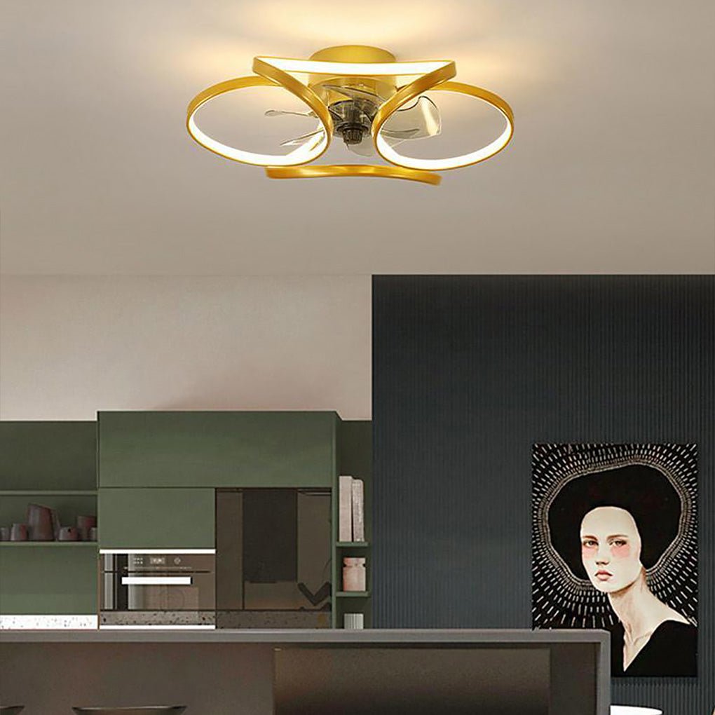 Lighom modern flower black ceiling fans — 7" H x 18" Dia / White
