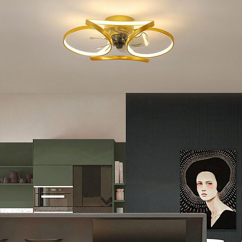 Lighom modern flower black ceiling fans — 7" H x 18" Dia / White