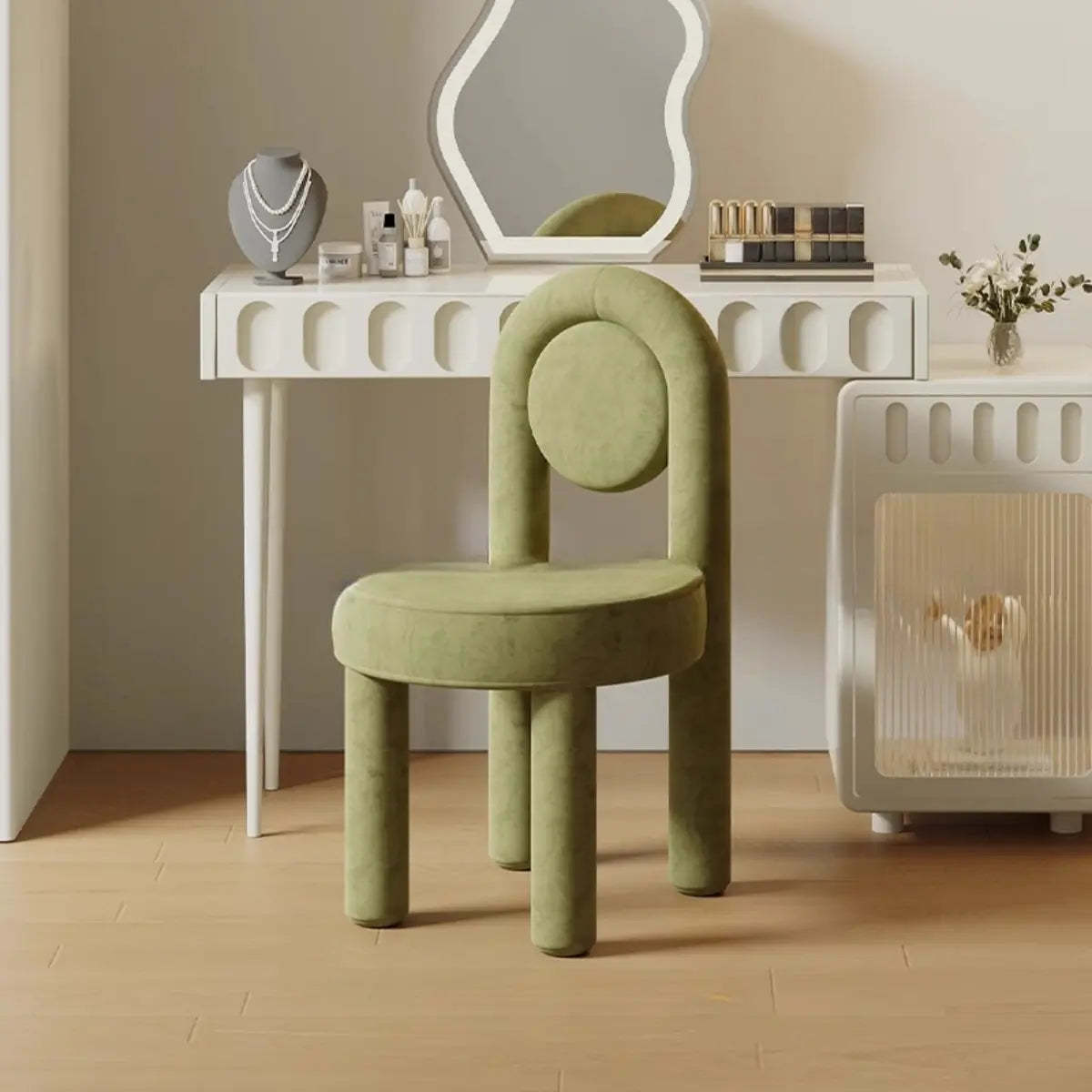 Multi-Color Circular Upholstered Vanity Stool