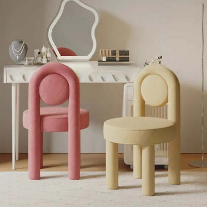 Multi-Color Circular Upholstered Vanity Stool — Black and White
