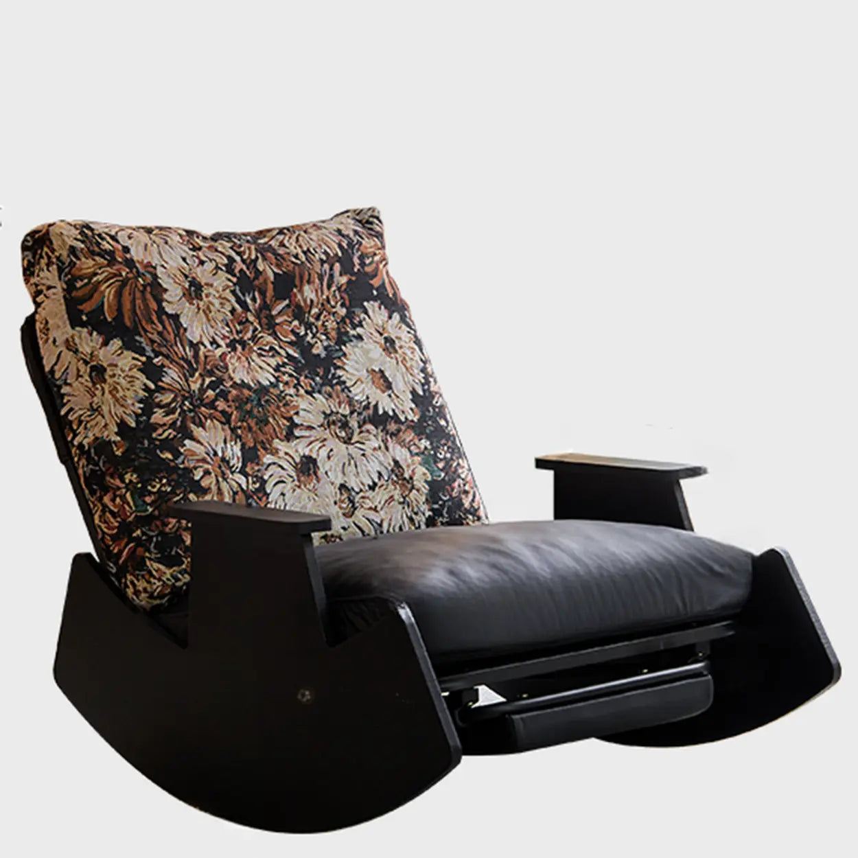 Multi-Color Recessed-Arm Slipcover Rocking Chair — Black-White / Twill