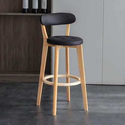 Round Low-Back Wood Bar Stool — 2 Piece Set / Fruit Green