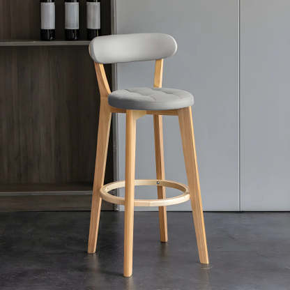 Round Low-Back Wood Bar Stool — 4 Piece Set / Black