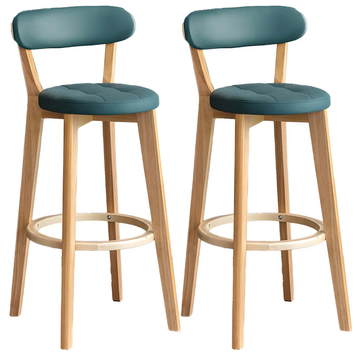 Round Low-Back Wood Bar Stool — 4 Piece Set / Orange