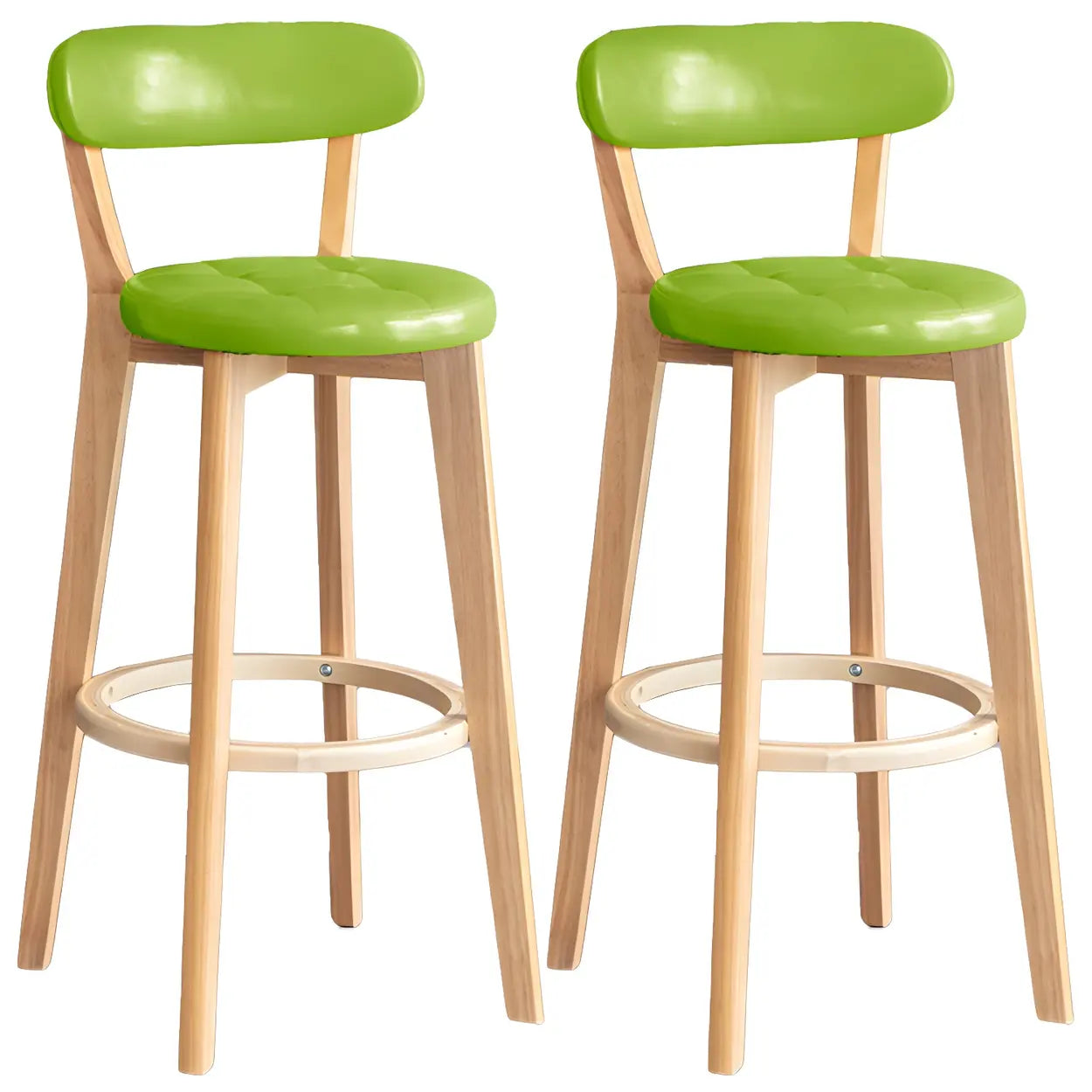 Round Low-Back Wood Bar Stool — 8 Piece Set / Black