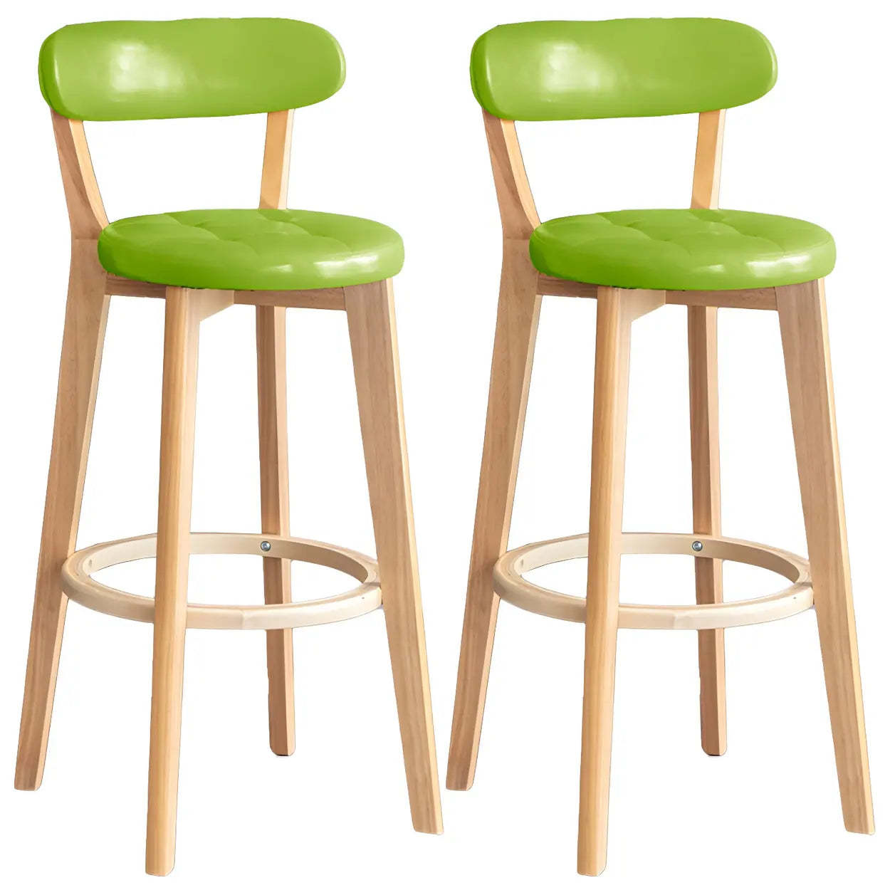 Round Low-Back Wood Bar Stool — 8 Piece Set / Black