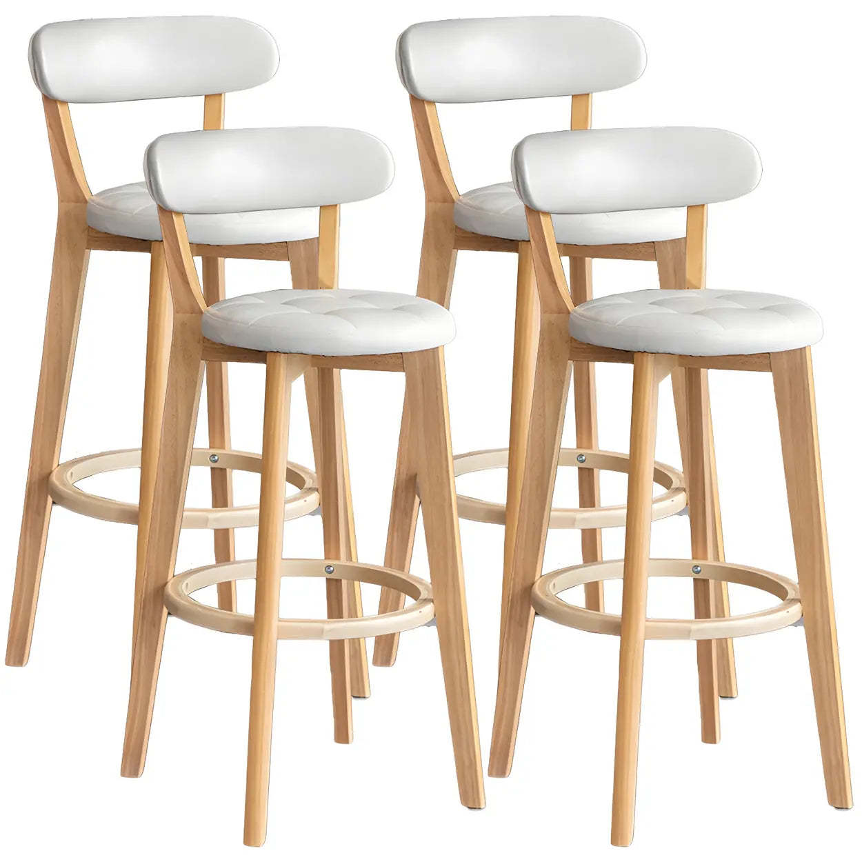 Round Low-Back Wood Bar Stool — 8 Piece Set / Blackish Green