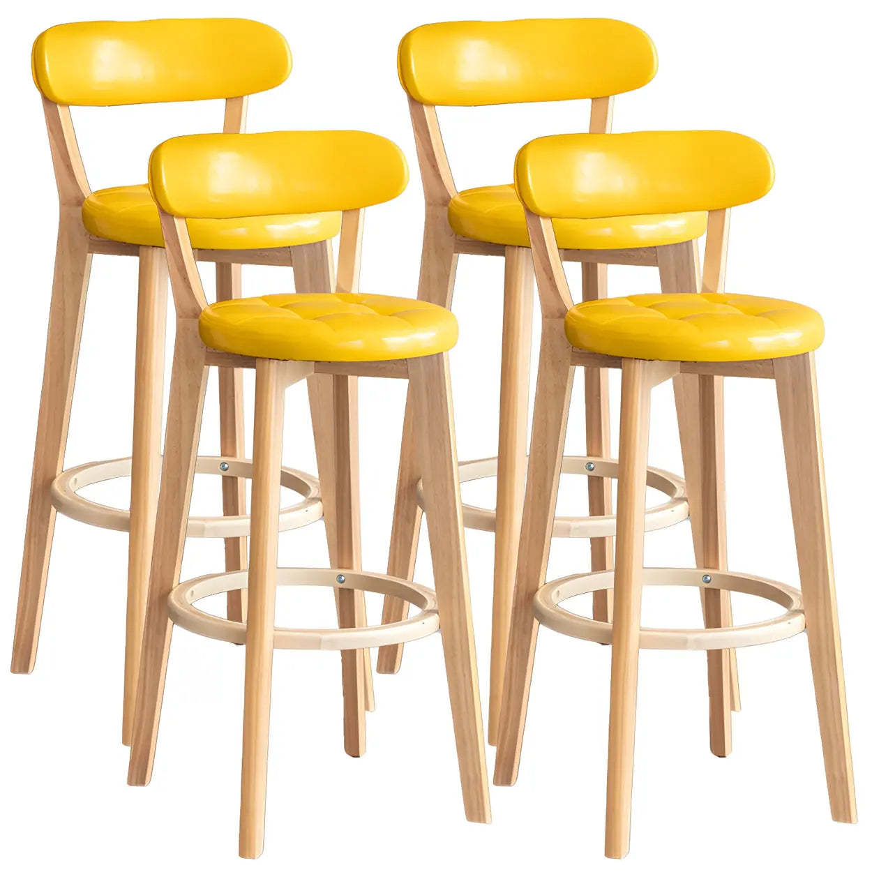 Round Low-Back Wood Bar Stool — 8 Piece Set / Fruit Green