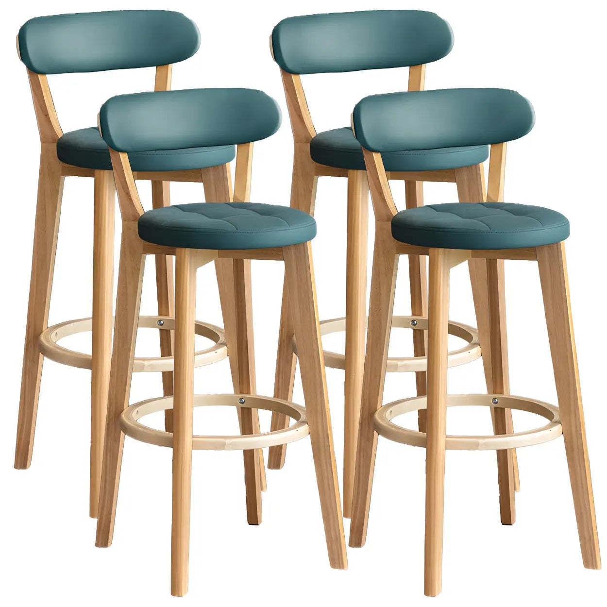 Round Low-Back Wood Bar Stool — 8 Piece Set / Grey