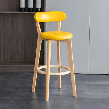 Round Low-Back Wood Bar Stool — 1 Piece / Off-White