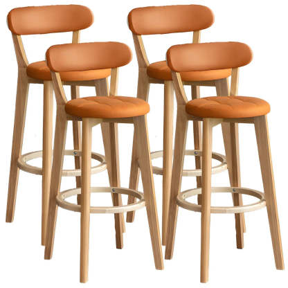 Round Low-Back Wood Bar Stool — 8 Piece Set / Light Gray