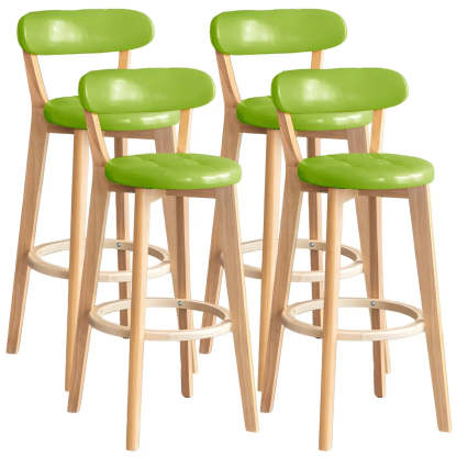 Round Low-Back Wood Bar Stool