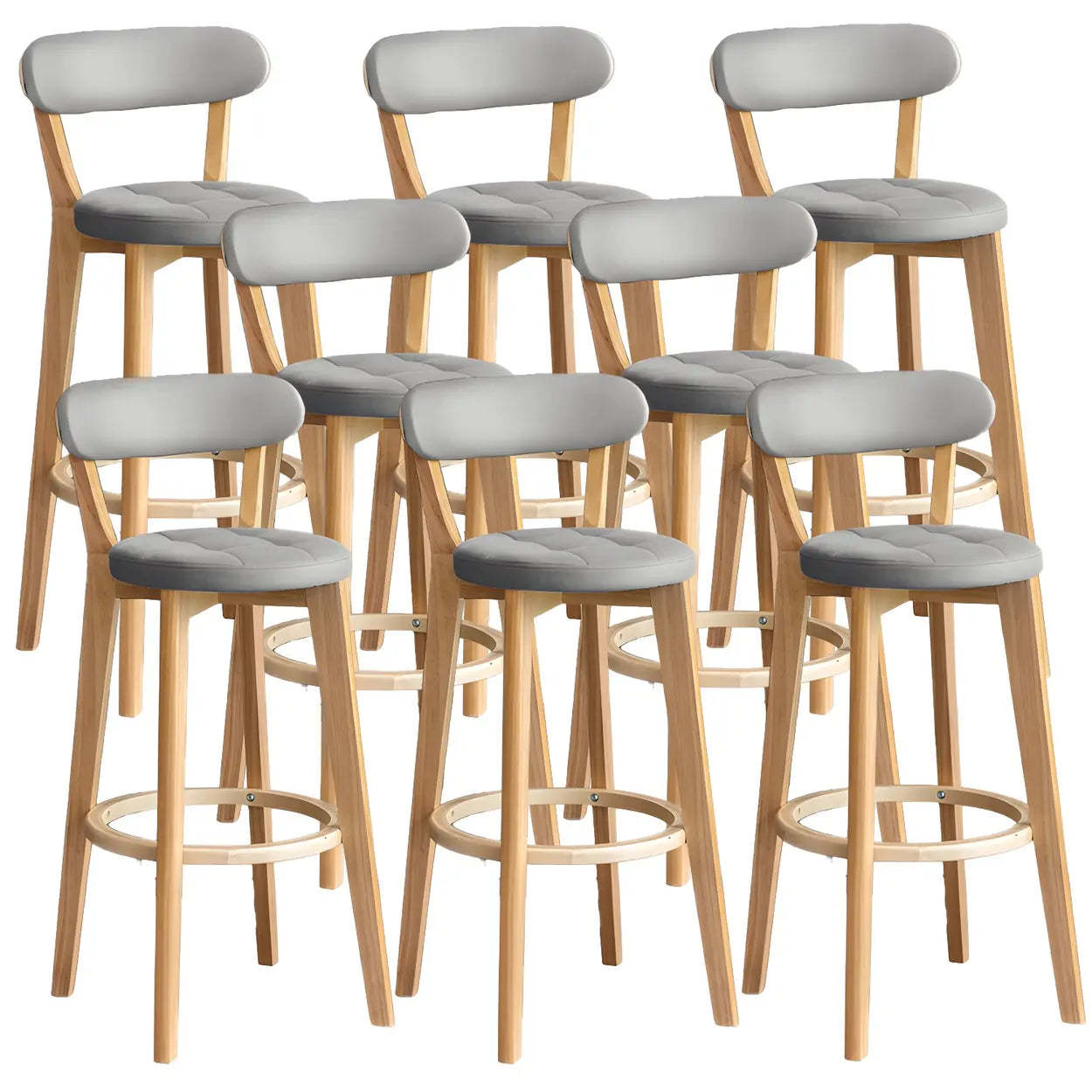 Round Low-Back Wood Bar Stool