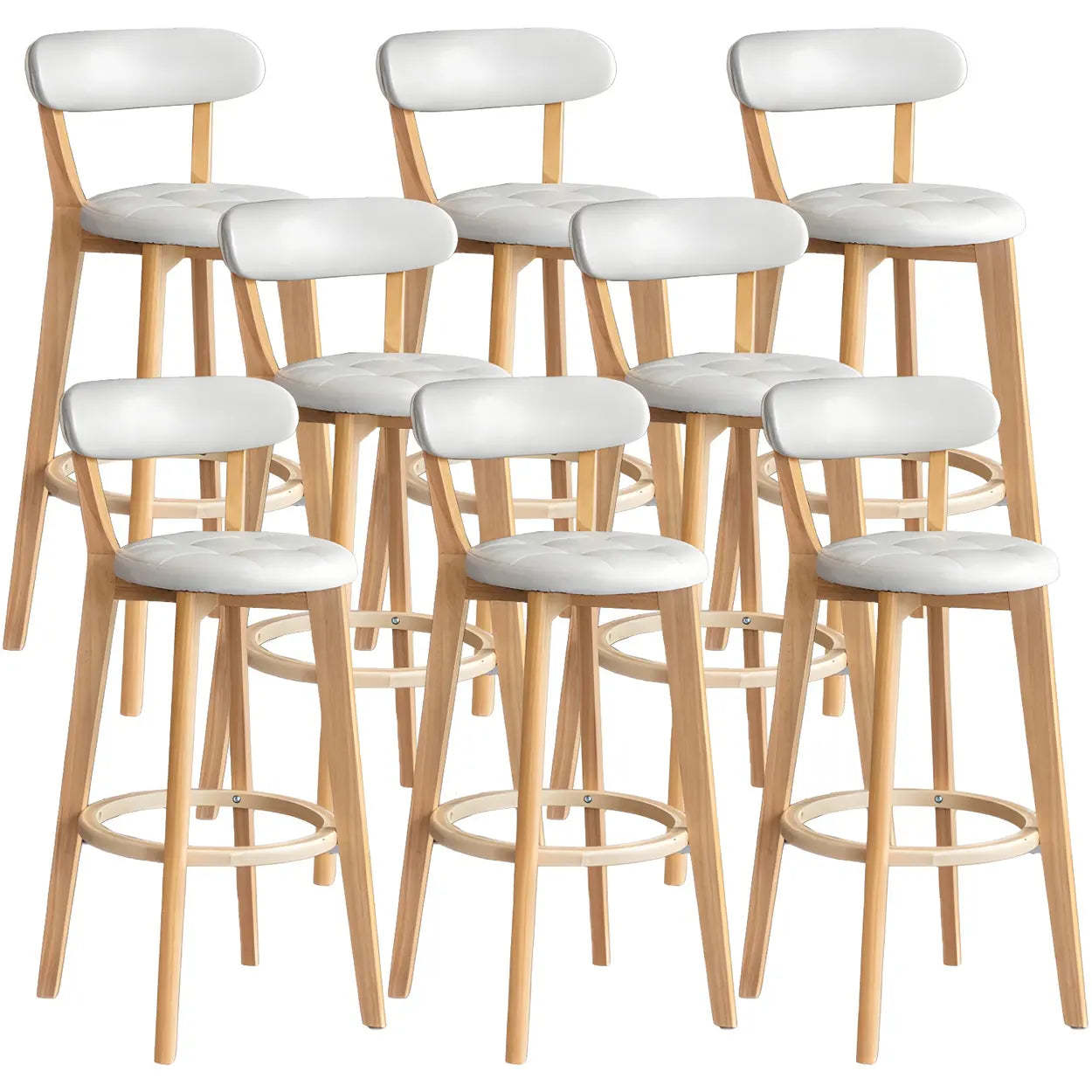 Round Low-Back Wood Bar Stool