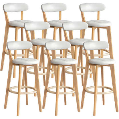 Round Low-Back Wood Bar Stool