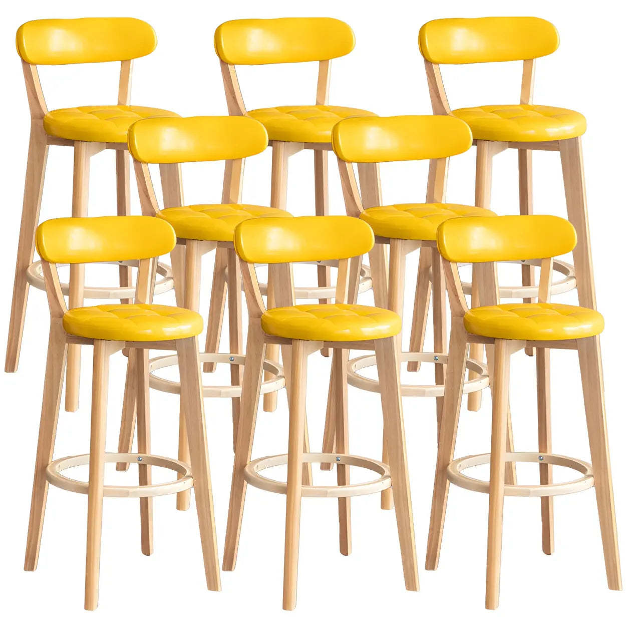 Round Low-Back Wood Bar Stool