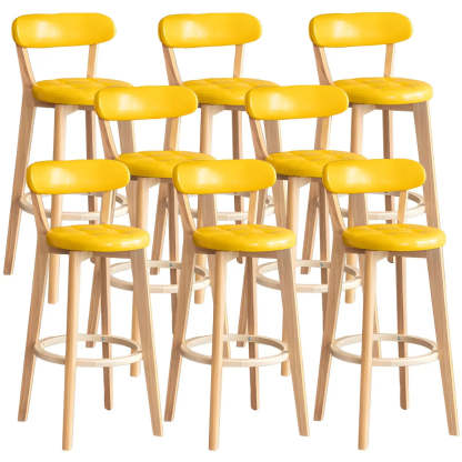 Round Low-Back Wood Bar Stool