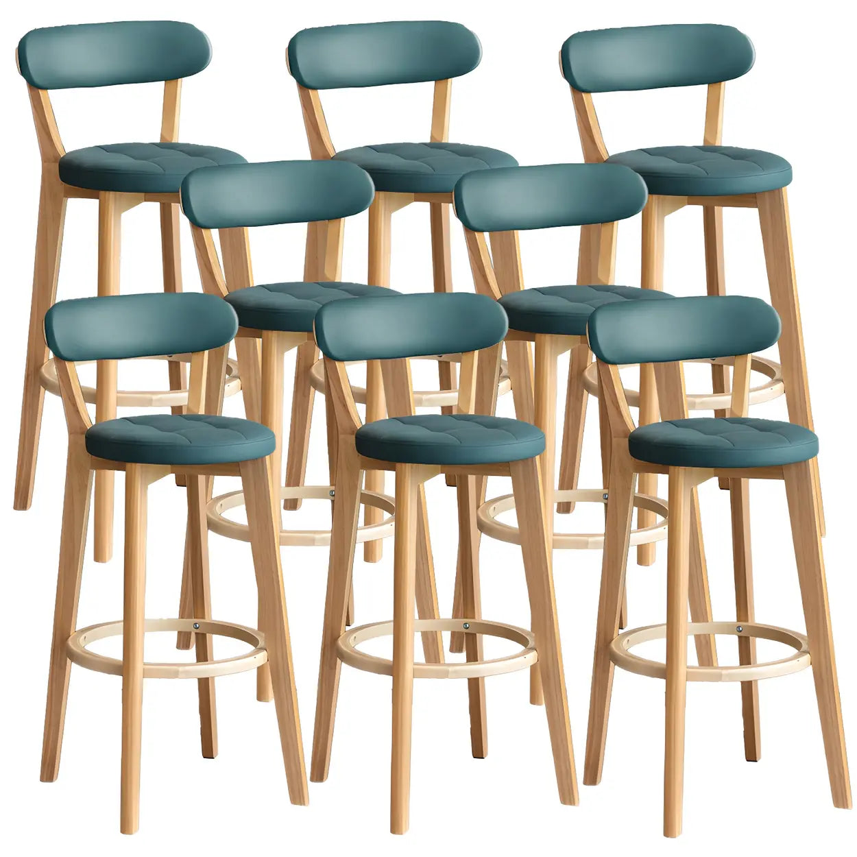 Round Low-Back Wood Bar Stool