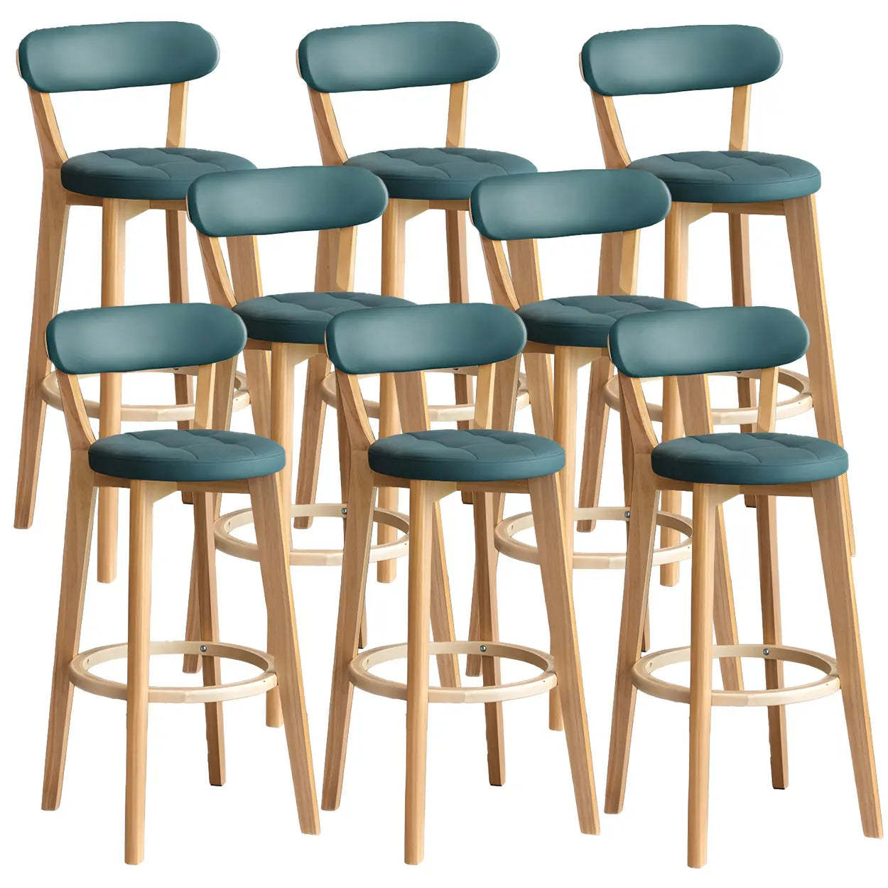 Round Low-Back Wood Bar Stool