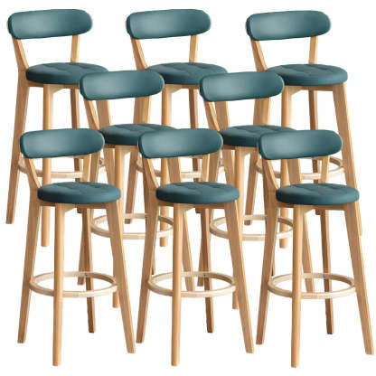 Round Low-Back Wood Bar Stool