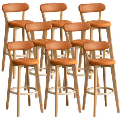 Round Low-Back Wood Bar Stool