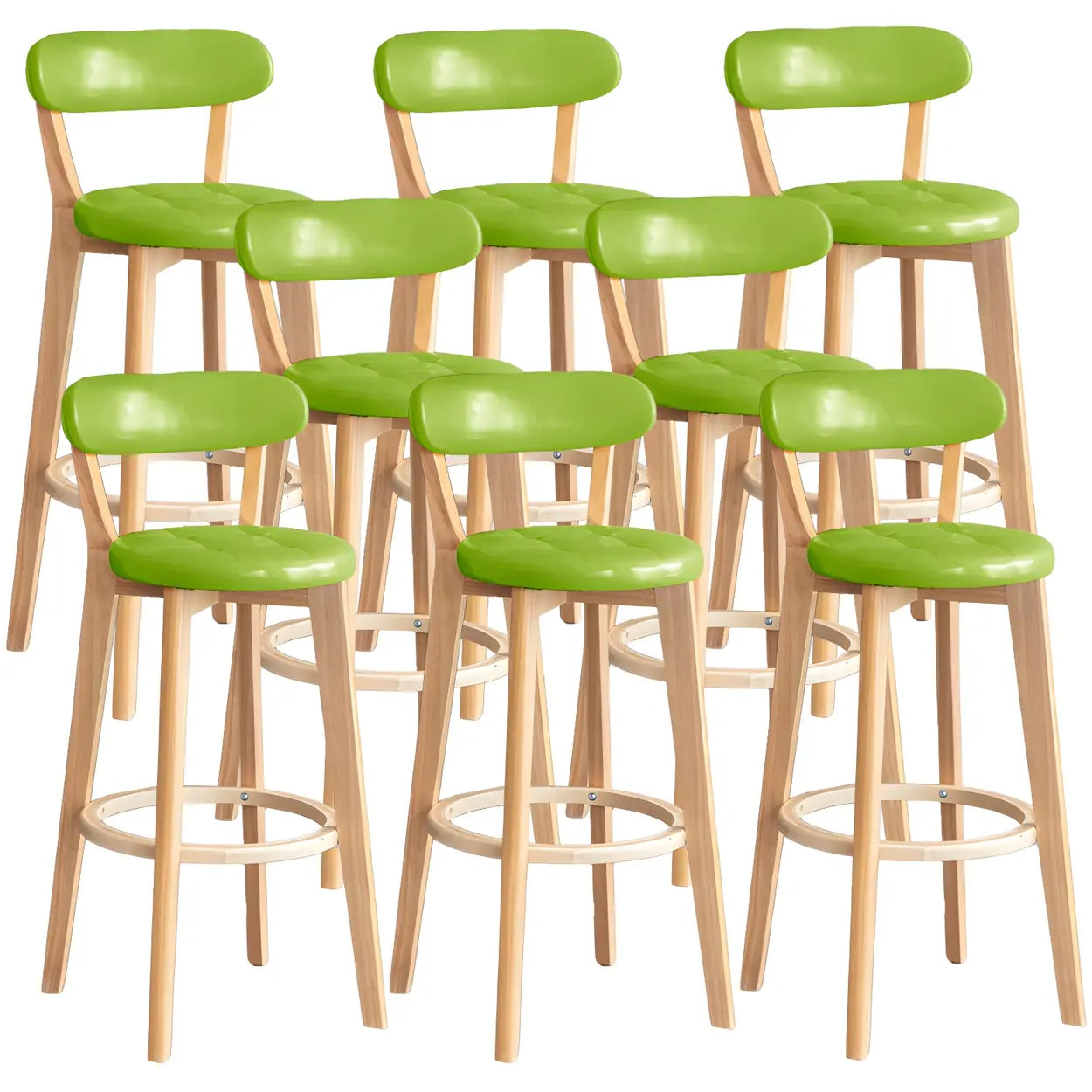 Round Low-Back Wood Bar Stool
