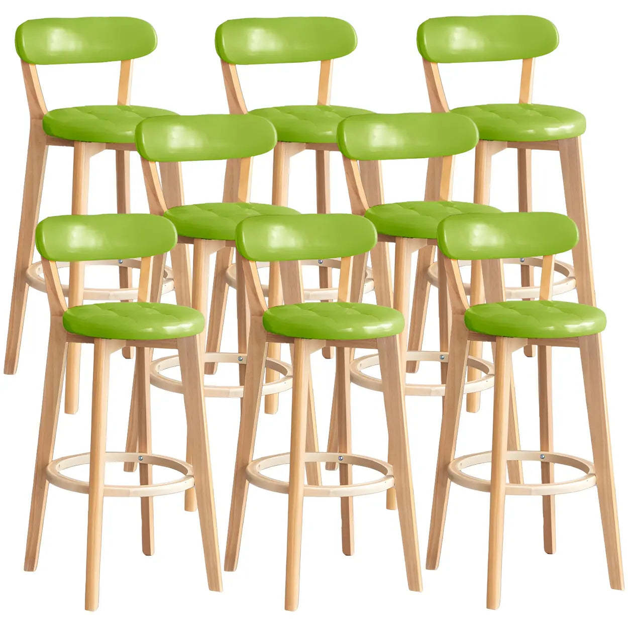 Round Low-Back Wood Bar Stool