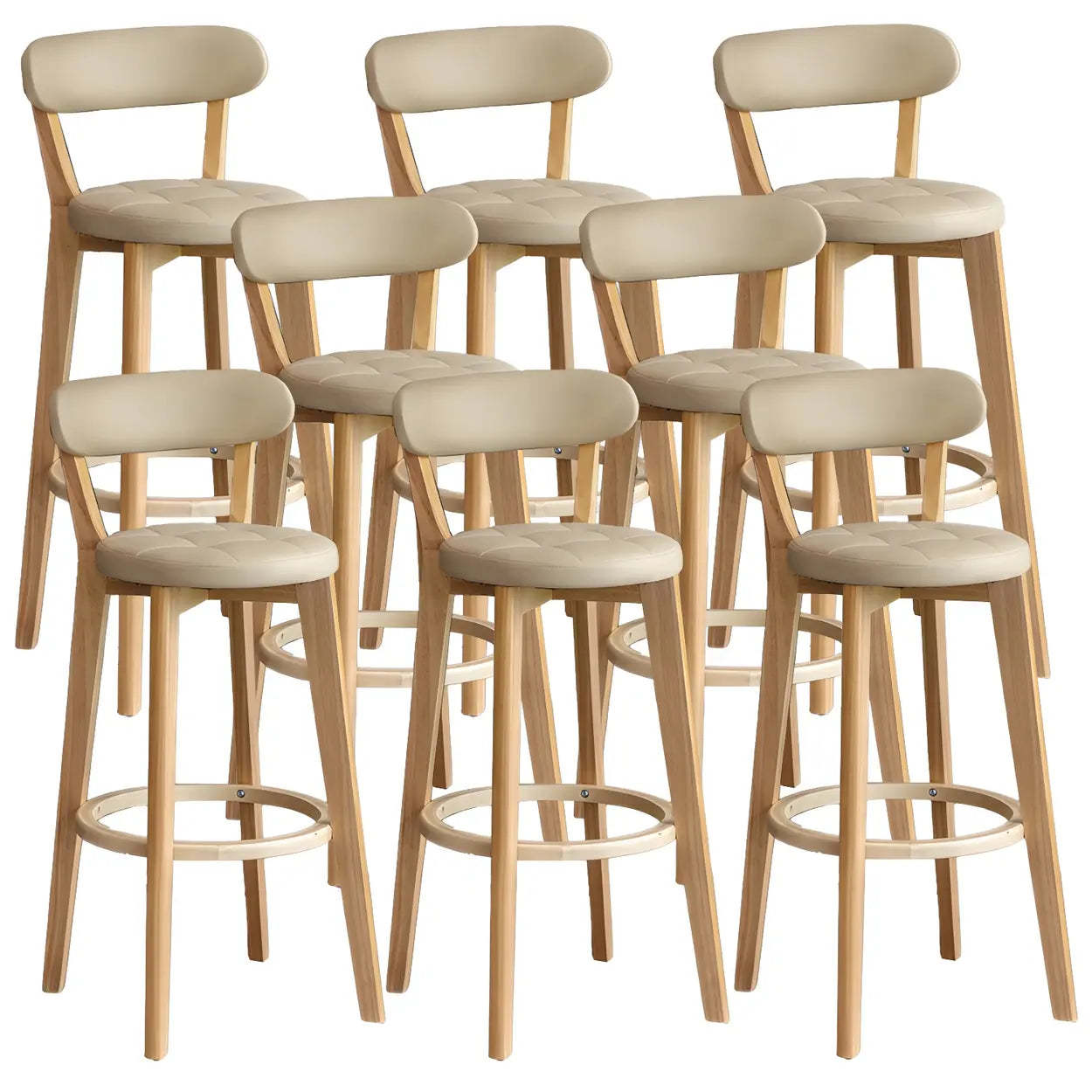 Round Low-Back Wood Bar Stool