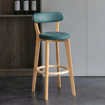 Round Low-Back Wood Bar Stool — 1 Piece / Fruit Green