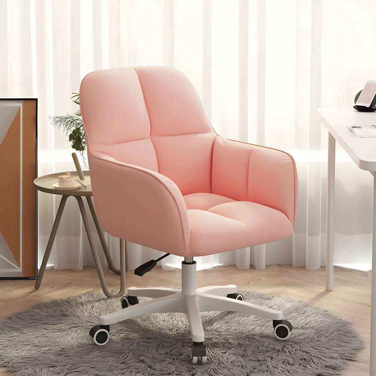 Multi-Color Swivel Curved Leather Office Chair — Dark Gray / Black