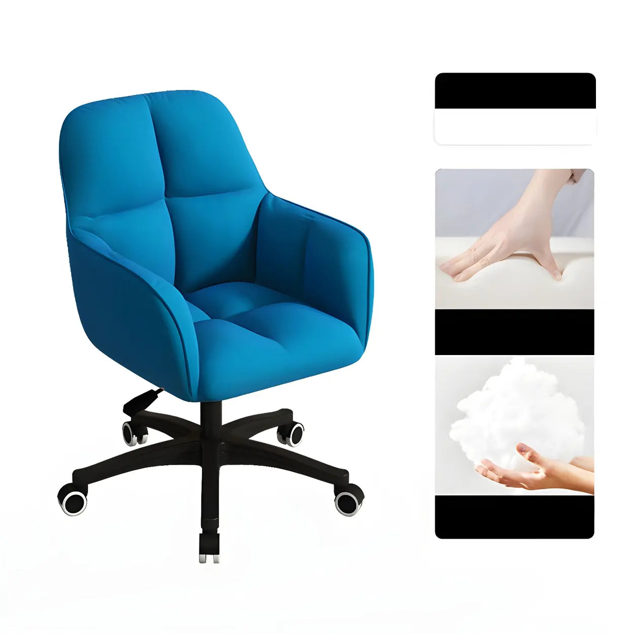 Multi-Color Swivel Curved Leather Office Chair — Lake Blue / White